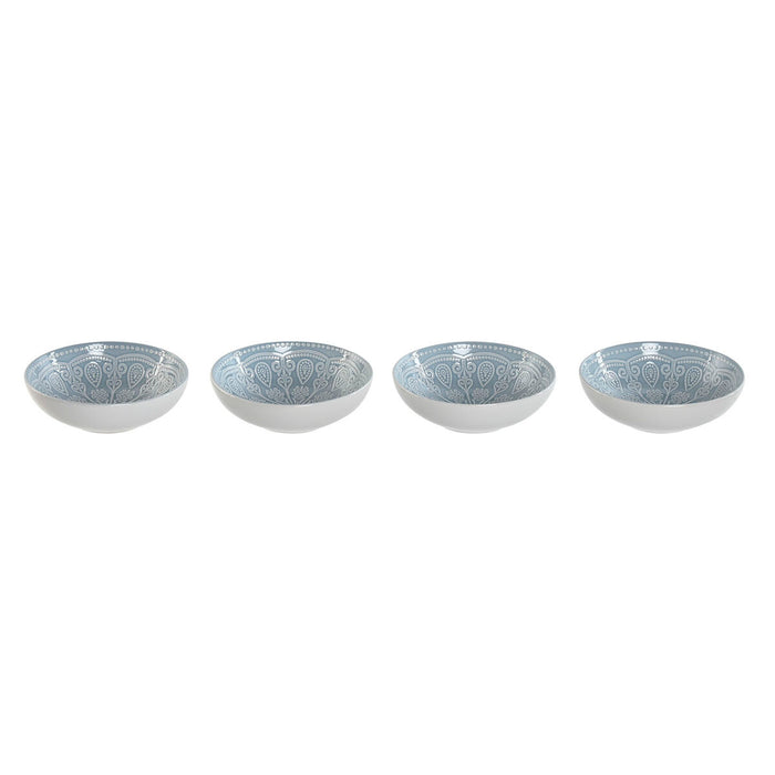Set de Platos Home ESPRIT Azul Gres Mandala Árabe 18,2 x 18,2 x 5,5 cm