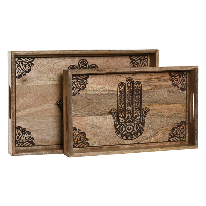 Set of trays Home ESPRIT Natural Mango wood 43,5 x 27 x 5,5 cm (2 Units)