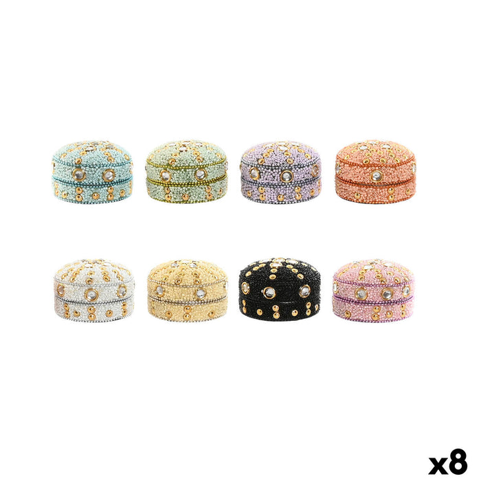 Jewelry box Home ESPRIT Yellow Blue Orange Pink Aluminium 7,5 x 7,5 x 5 cm (8 Units)