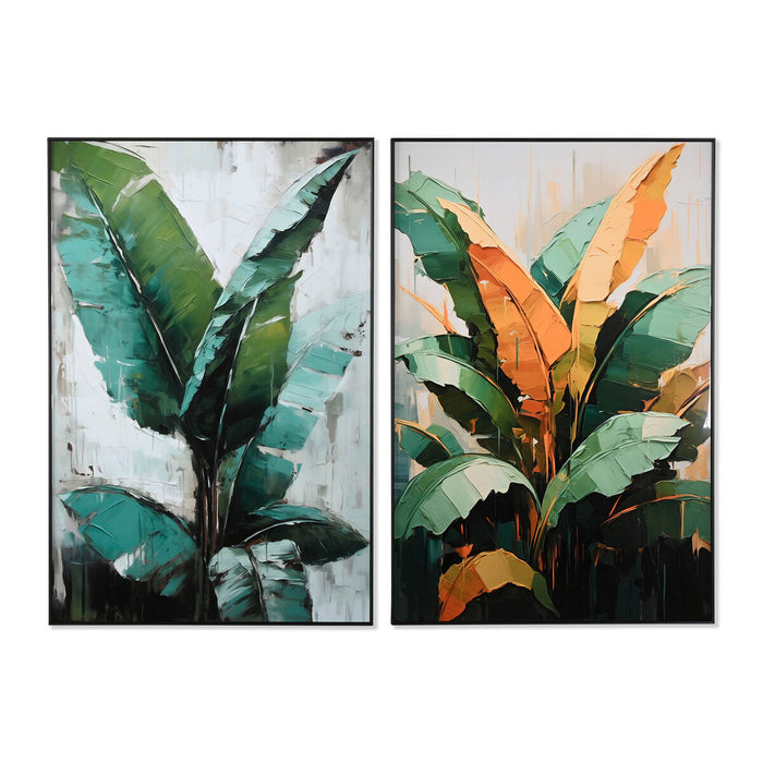 Lienzo Home ESPRIT Verde Palmeras Tropical 80 x 3,5 x 120 cm (2 Unidades)