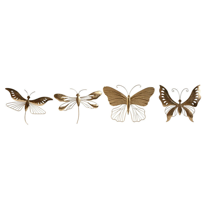 Decorazione da Parete Home ESPRIT Dorato Farfalla 36 x 3 x 26 cm (4 Unità)