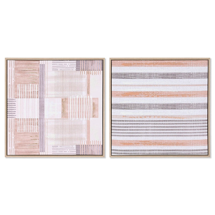 Cuadro Home ESPRIT Marrón Beige Poliestireno Lienzo Urbano 52,5 x 2,8 x 52,5 cm (2 Unidades)