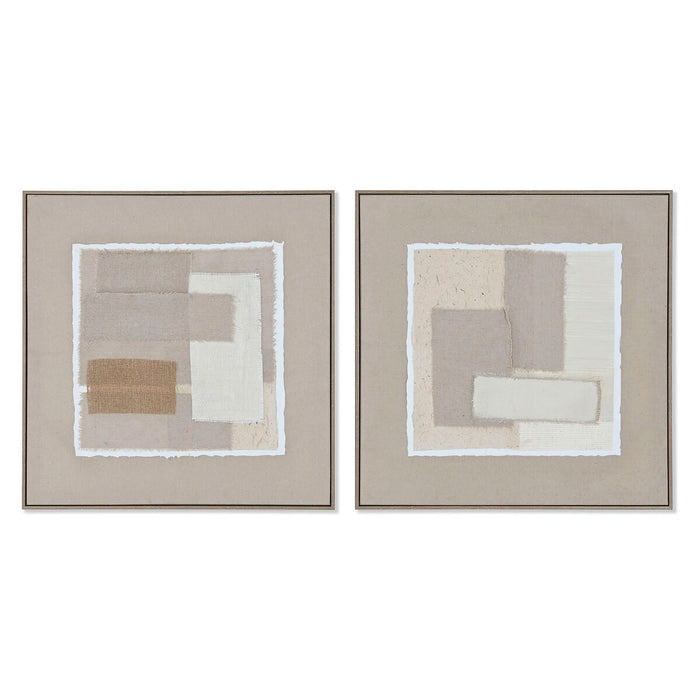 Cuadro Home ESPRIT Marrón Beige Abstracto Urbano 62 x 3,2 x 62 cm (2 Unidades)