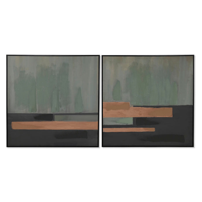 Cuadro Home ESPRIT Negro Verde Moderno Urbano 100 x 4 x 100 cm (2 Unidades)