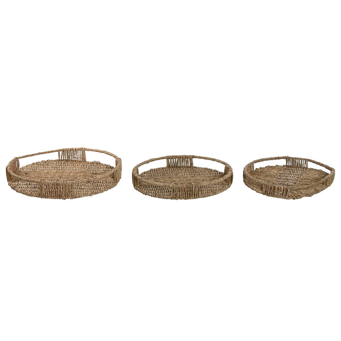 Set of trays Home ESPRIT Natural Metal 45 x 45 x 7 cm (3 Units)