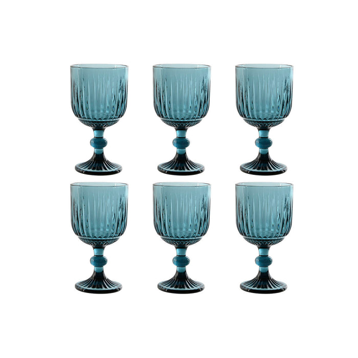 Set de Copas Home ESPRIT Azul Cristal 8,8 x 8,8 x 16,3 cm (6 Unidades)