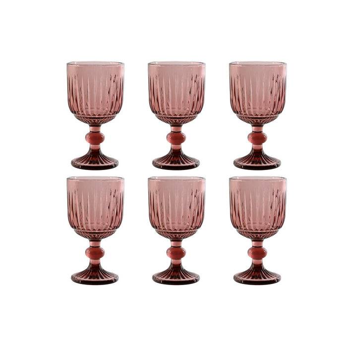 Set of cups Home ESPRIT Pink Crystal 8 x 8 x 14,5 cm (6 Units)