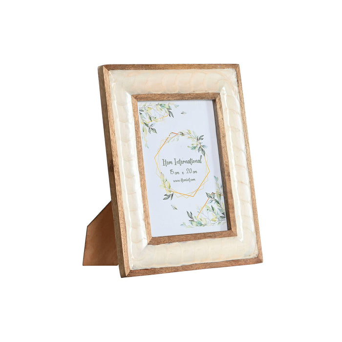 Cadre photo Home ESPRIT Blanc Naturel Nacre noire Bois de manguier Moderne 24 x 2 x 29 cm