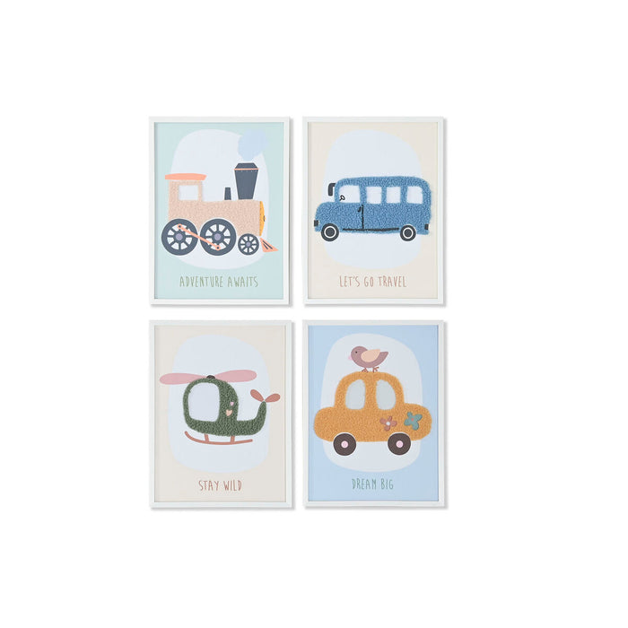 Painting Home ESPRIT Yellow Blue Canvas 30 x 1,8 x 40 cm (4 Units)