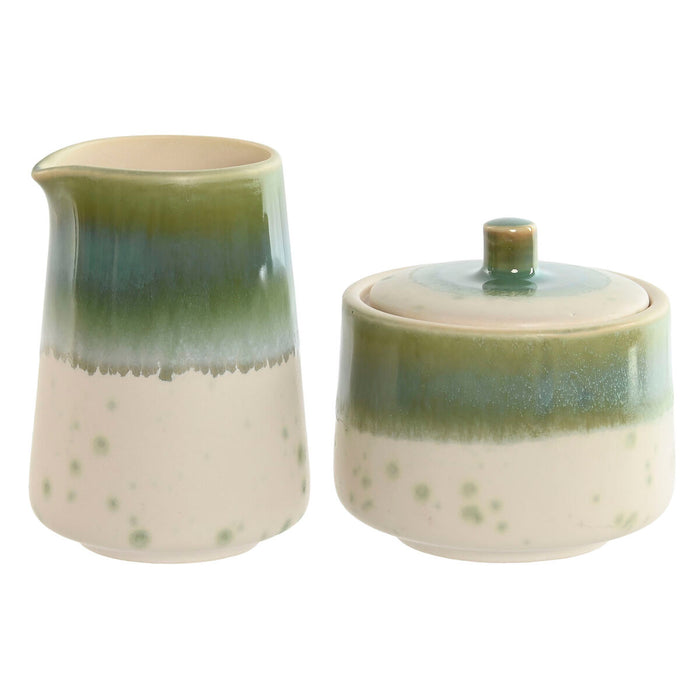 Milk jug and sugar bowl Home ESPRIT White Green Porcelain 250 ml 9 X 9 X 8,4 cm 2 Pieces