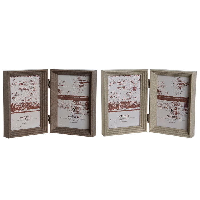 Cornice Portafoto Home ESPRIT Marrone Beige Cristallo polistirene Città 25 x 3 x 18 cm (2 Unità)