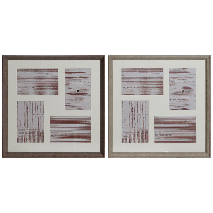 Cornice Portafoto Home ESPRIT Marrone Naturale Cristallo polistirene Città 34 x 3 x 34 cm (2 Unità)