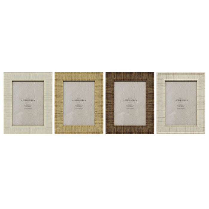 Marco de Fotos Home ESPRIT Beige Natural Cristal Poliestireno Scandi 18,5 x 2 x 23,5 cm (4 Unidades)