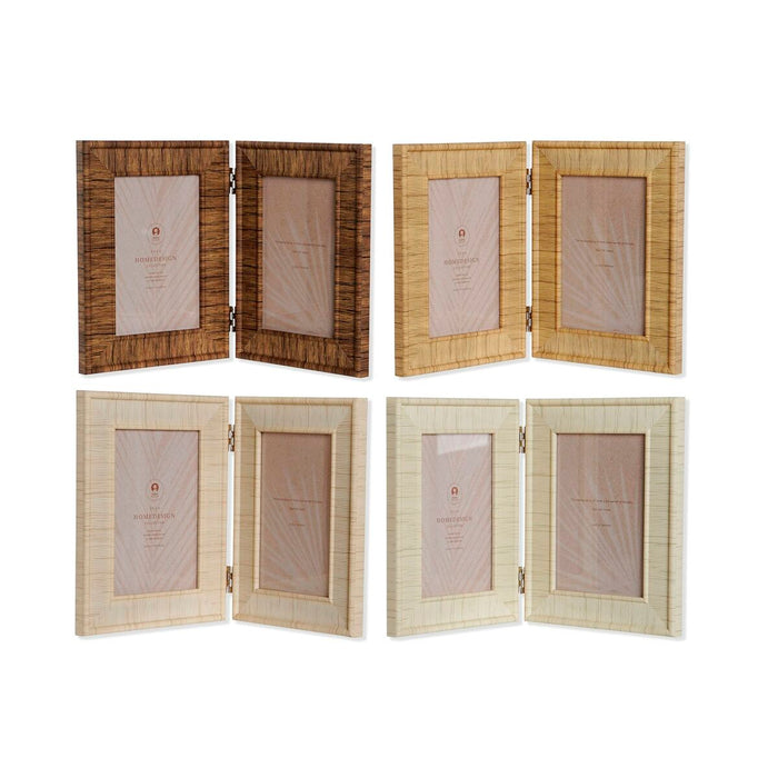 Marco de Fotos Home ESPRIT Marrón Beige Natural Marfil Cristal Poliestireno Escandinavo 31 X 2 X 21 cm (4 Unidades)