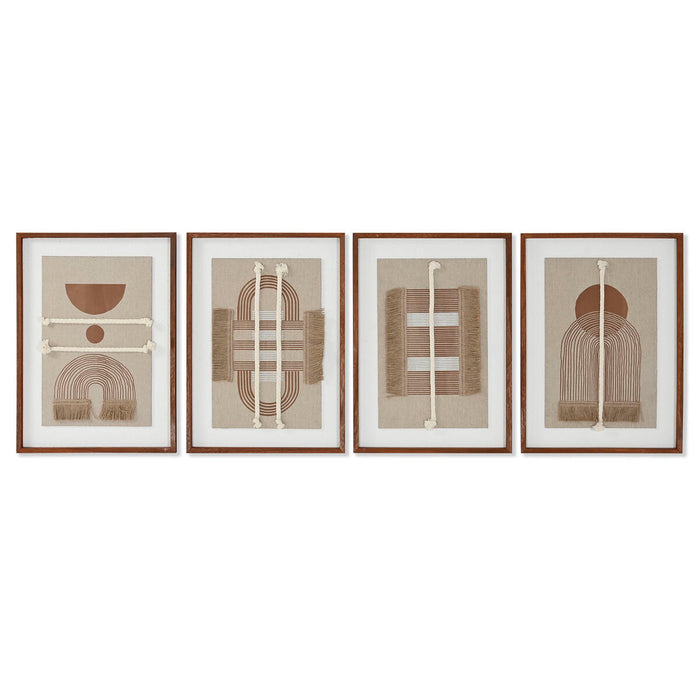 Lienzo Home ESPRIT Blanco Natural Moderno Escandinavo 36 X 2,3 X 50,3 cm (4 Unidades)