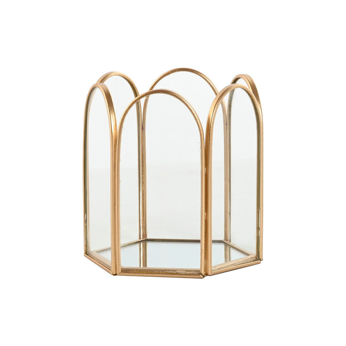 Caja-Joyero Home ESPRIT Dorado Metal Cristal 9,2 X 8,2 X 9,5 cm