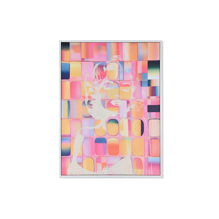 Quadro Home ESPRIT Giallo Azzurro Bianco Rosa polistirene Tela Moderno 94 x 4 x 123,5 cm (2 Unità)