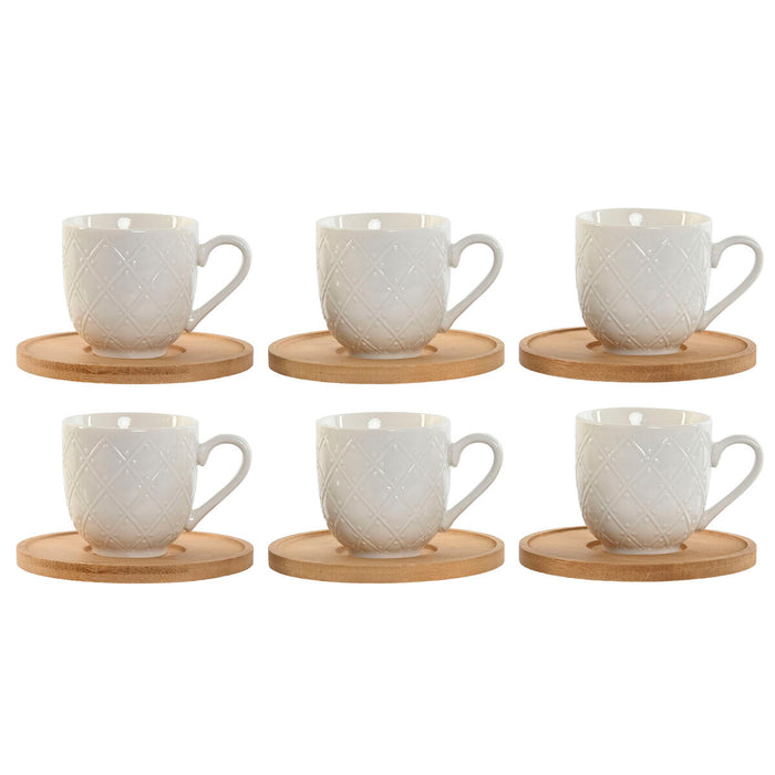Juego de Tazas de Café Home ESPRIT Blanco Bambú Porcelana 90 ml