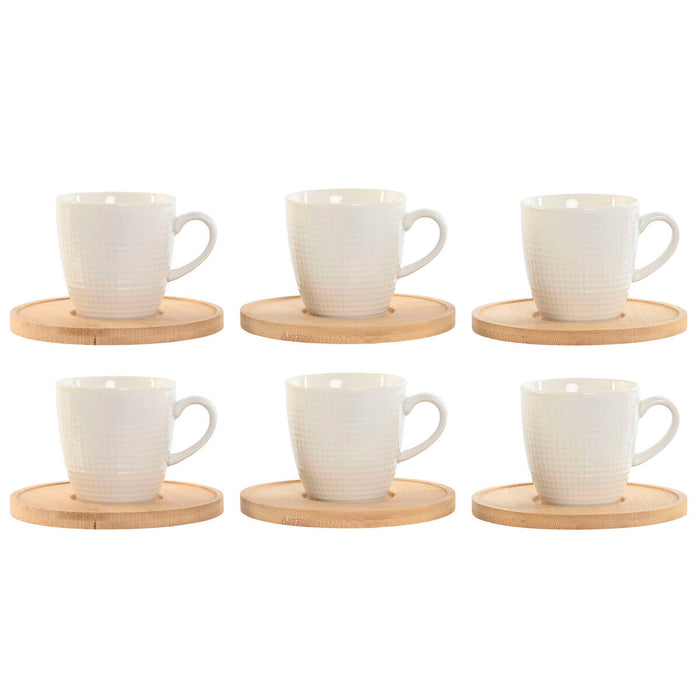 Juego de Tazas de Café Home ESPRIT Blanco Bambú Porcelana 90 ml