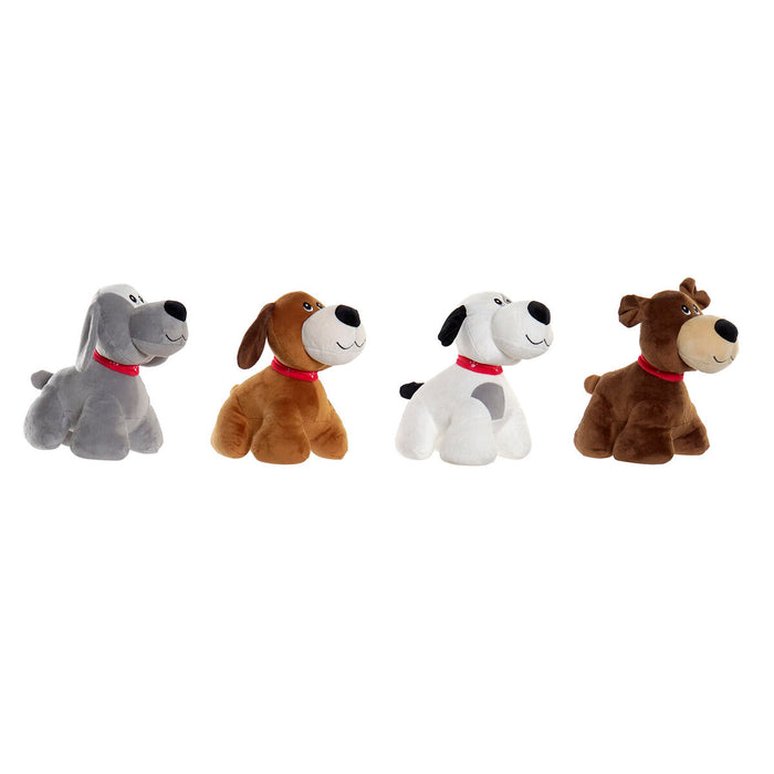 Peluche Home ESPRIT Blanco Marrón Gris Poliéster Perro 22 x 21 x 26 cm (4 Unidades)