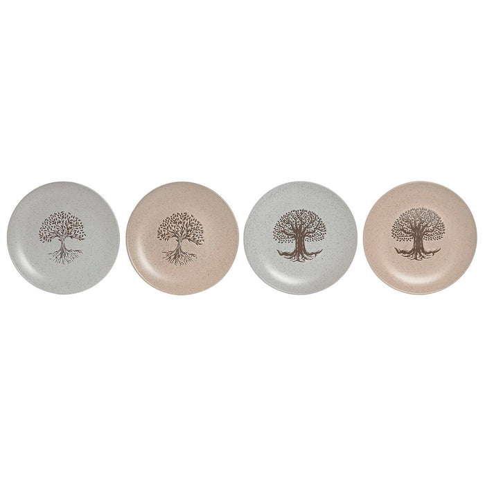 Plato Llano Home ESPRIT Blanco Beige Gres Tradicional 20 x 20 x 2,5 cm