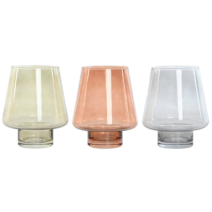 Vaso Home ESPRIT Azzurro Verde Ambra Cristallo Moderno 14,5 x 14,5 x 18 cm (3 Unità)