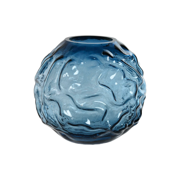 Jarrón Home ESPRIT Azul Cristal Moderno 21,5 x 21,5 x 19 cm