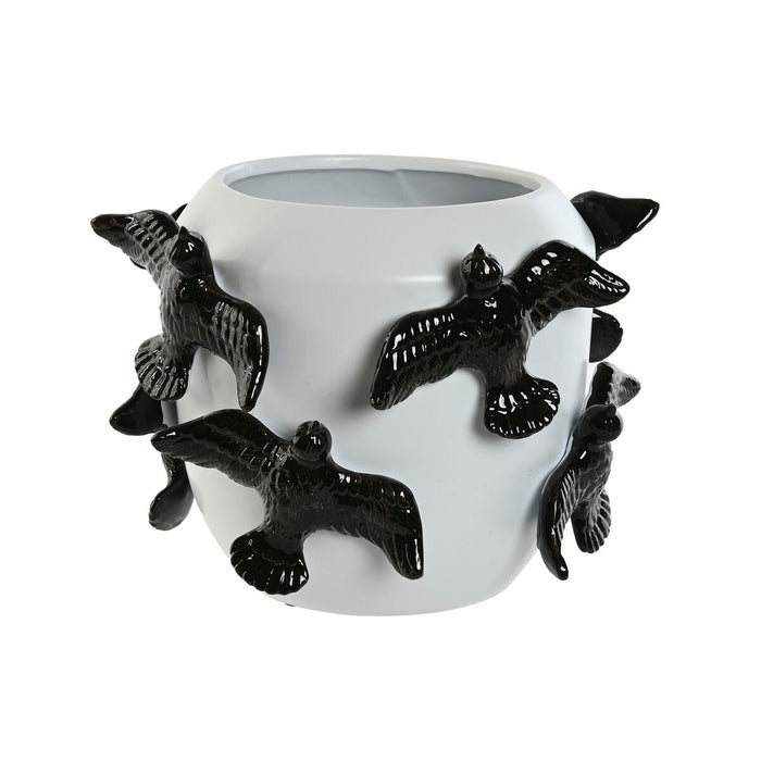 Vaso Home ESPRIT Bianco Nero Gres Moderno 29 X 29 X 21,5 cm