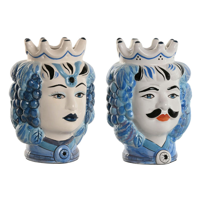 Planter Home ESPRIT Blue White Porcelain 15 x 15 x 26 cm