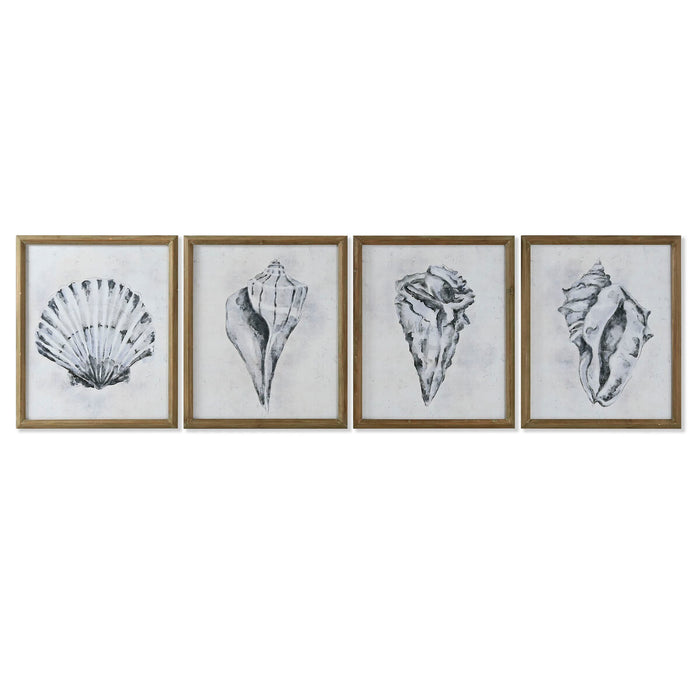 Cuadro Home ESPRIT Gris Natural 50 x 2,5 x 60 cm (4 Unidades)