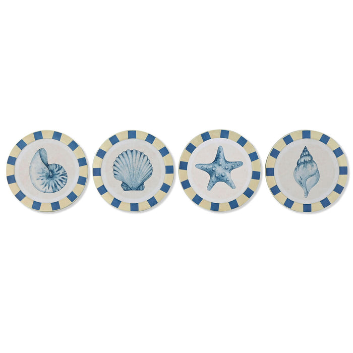 Decoración de Pared Home ESPRIT Azul Blanco Mediterráneo 30 x 3 x 30 cm (4 Unidades)