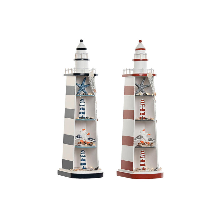 Figura Decorativa Home ESPRIT Azul Rojo Faro 14 x 16 x 52 cm (2 Unidades)