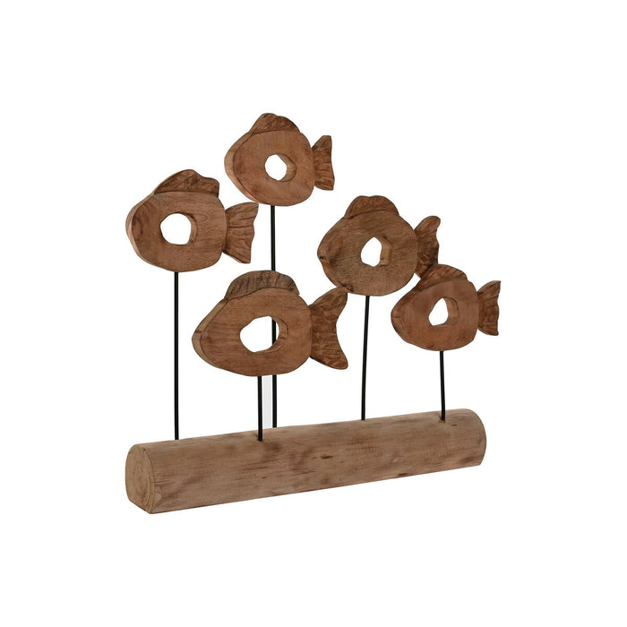 Figura Decorativa Home ESPRIT Negro Natural Peces 61,5 x 10 x 53,5 cm