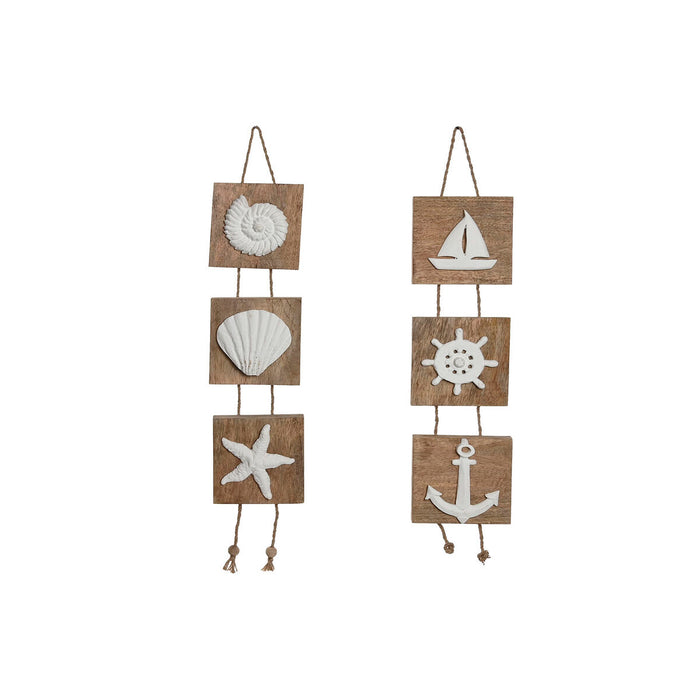 Decoración Colgante Home ESPRIT Blanco Natural Mediterráneo 15,5 x 4 x 80 cm (2 Unidades)