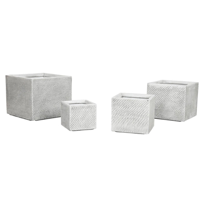 Macetero Home ESPRIT Gris Magnesio 37 x 37 x 31,5 cm (4 Unidades)