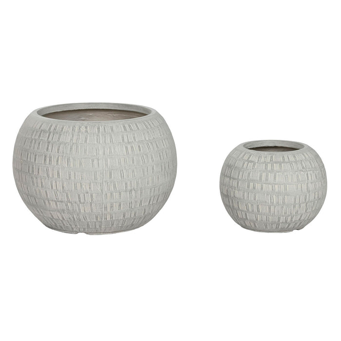 Macetero Home ESPRIT Gris Magnesio 55 x 55 x 38 cm (2 Piezas)