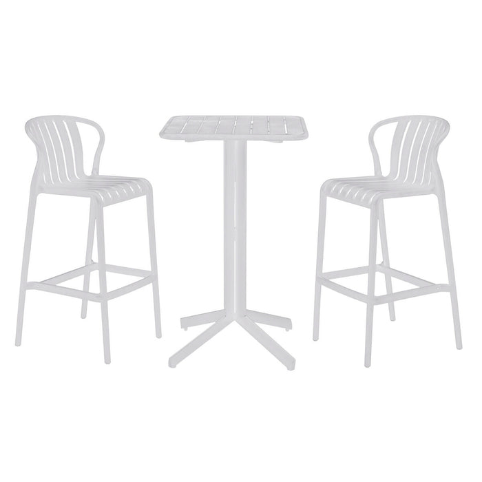 Ensemble Table + 2 Chaises Home ESPRIT Blanc Métal polypropylène 60 x 60 x 102 cm