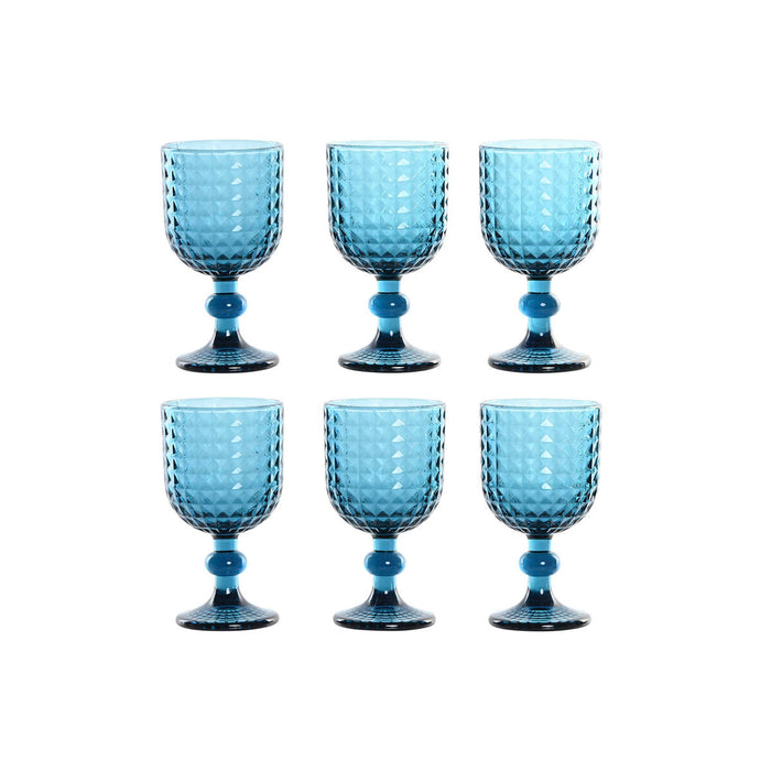 Set de Copas Home ESPRIT Azul Cristal 260 ml (6 Unidades)