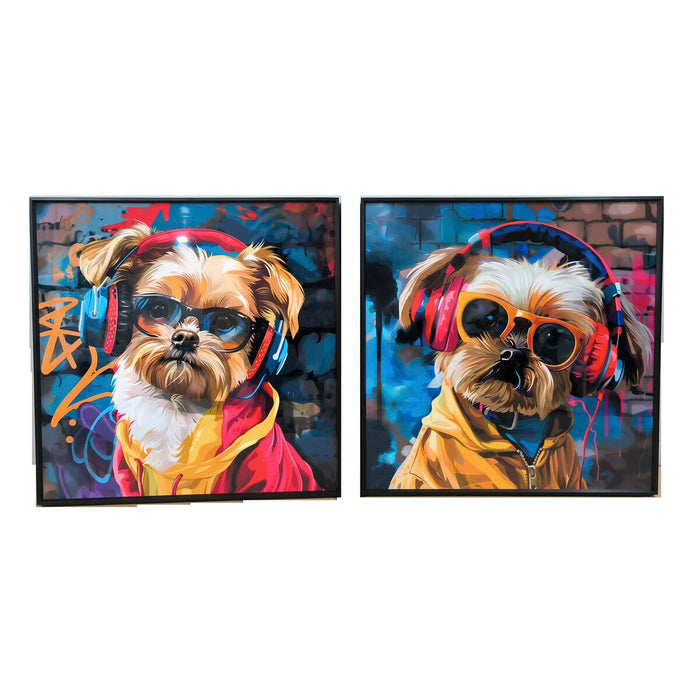 Cuadro Home ESPRIT Moderno Perro 50 x 3,5 x 50 cm (2 Unidades)
