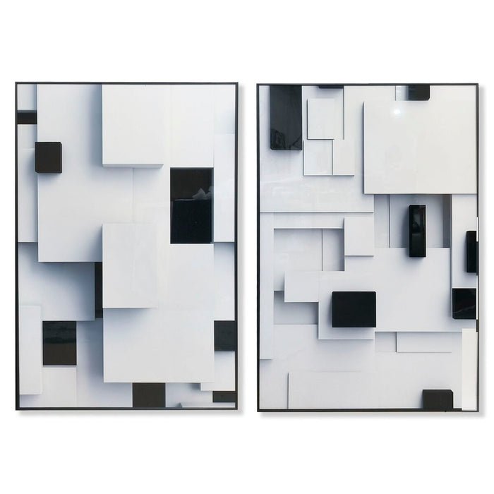 Cuadro Home ESPRIT Blanco Negro Abstracto Moderno 80 x 3,5 x 120 cm (2 Unidades)