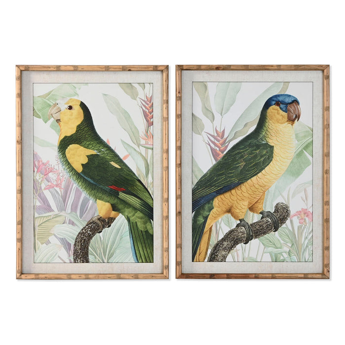 Cuadro Home ESPRIT Amarillo Verde Loro Tropical 50 x 2,5 x 70 cm (2 Unidades)