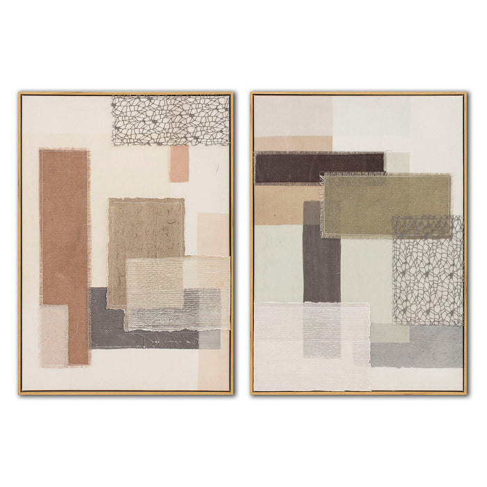 Cuadro Home ESPRIT Marrón Beige Abstracto Urbano 50 x 3 x 70 cm (2 Unidades)