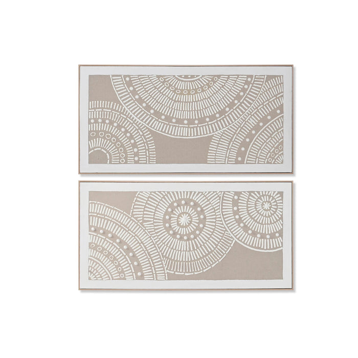 Cuadro Home ESPRIT Blanco Beige Círculos Urbano 122 x 4,5 x 62 cm (2 Unidades)