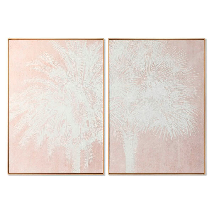 Quadro Home ESPRIT Bianco Beige Palme Tropicale 100 x 4 x 140 cm (2 Unità)