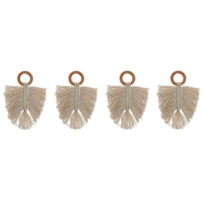 Rond de serviette Home ESPRIT Naturel Acacia Macramé 13 x 1 x 18 cm 4 Pièces