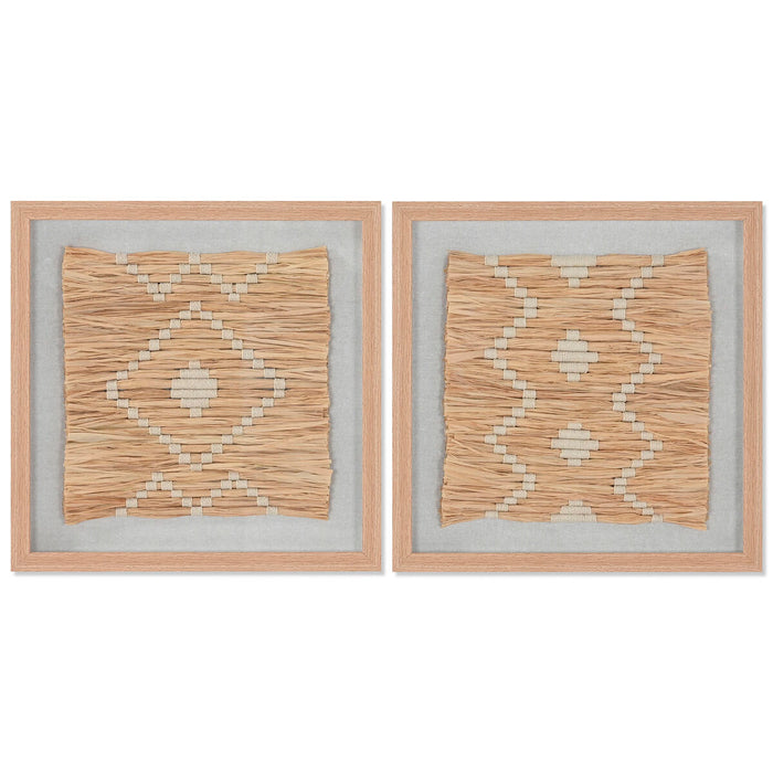 Cuadro Home ESPRIT Blanco Natural Escandinavo 40 x 3 x 40 cm (2 Unidades)