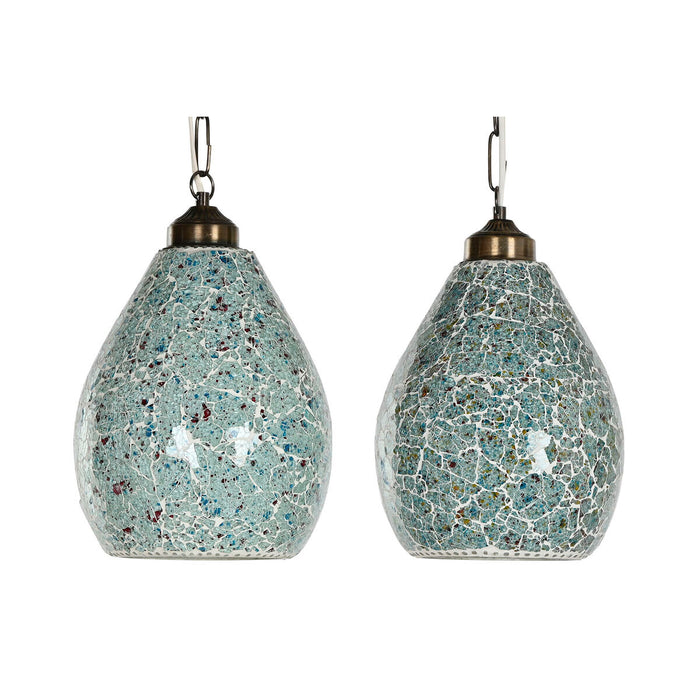 Lámpara de Techo Home ESPRIT Verde Azul cielo Metal Cristal 25 W 23 x 23 x 66 cm (2 Unidades)