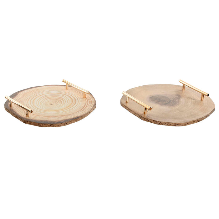 Centro de Mesa Home ESPRIT Marrón Dorado 30 x 30 x 4 cm (2 Unidades)