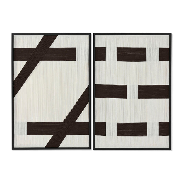 Cuadro Home ESPRIT Blanco Gris oscuro Moderno Urbano 60 x 3 x 90 cm (2 Unidades)