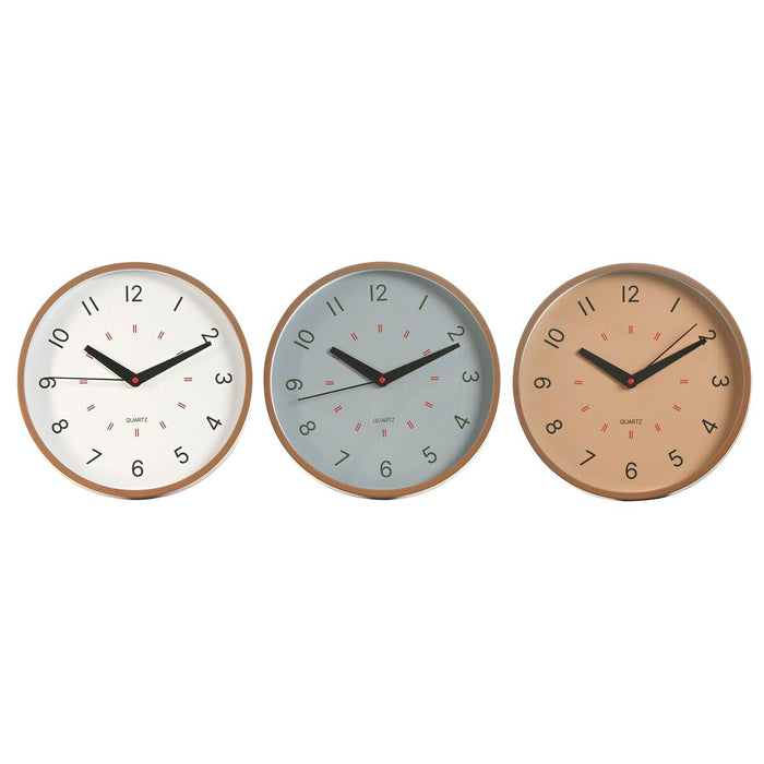 Reloj de Pared Home ESPRIT Blanco Beige Gris PVC 30 x 4 x 30 cm (3 Unidades)